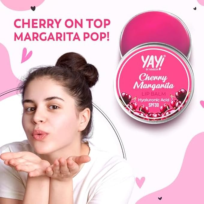 Nimson YAY! BY CHERRY MARGARITA LIP BALM, WITH HYALURONIC ACID WITH SPF 30, FOR MOISTURISED & NOURISHED LIPS, PROTECTS FROM SUN DAMAGE, FOR MEN AND WOMEN - 50G - Image 2